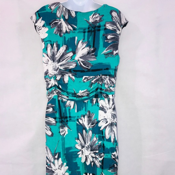 Dressbarn Cowl Neck Daisy Midi Dress Teal Size 14 - Picture 3 of 5
